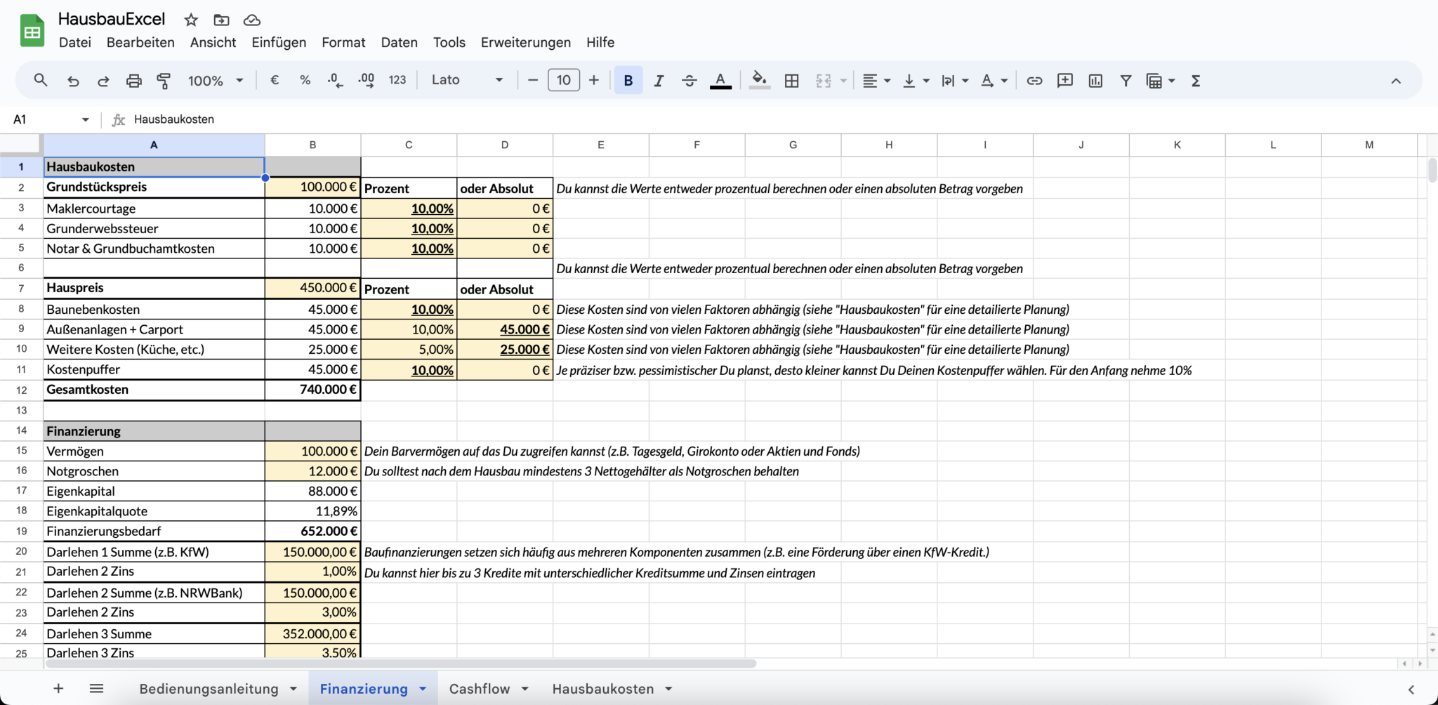Hausbau Excel Finanzierung Und Baukosten In Einer Excel Tabelle hausbau-excel-finanzierung-und-baukosten-in-einer-excel-tabelle